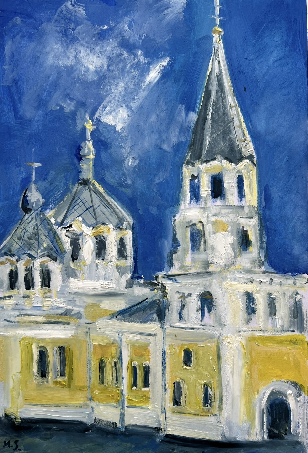 Holy Transfiguration Cathedral in Zhytomyr painting by Ukrainian artist Marina Stognieva
